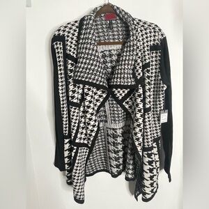 Celsius Elegant Houndstooth Women's Open Cardigan Sweater Sz L New w tags
